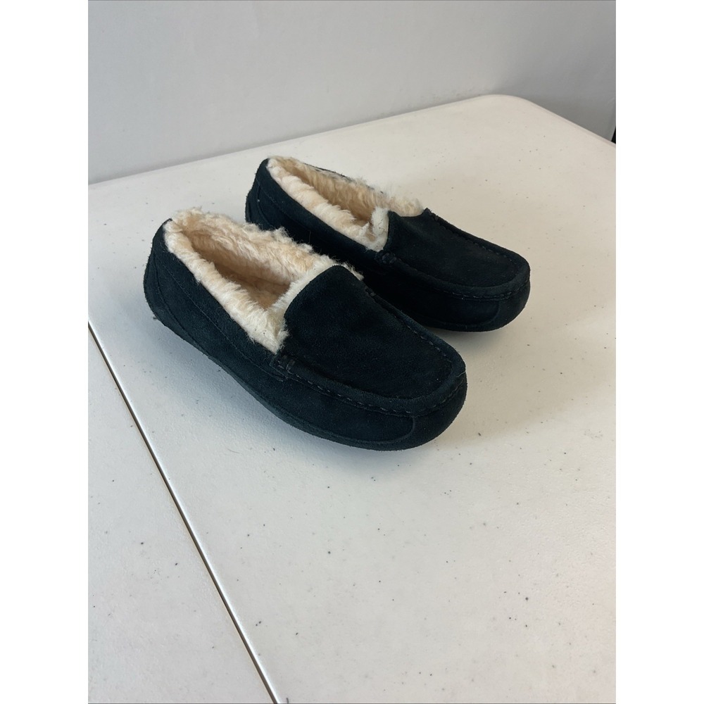 UGG Ansley Slipper Suede Kid Youth 3 BlackShearling Lining Slip‎ On Driver